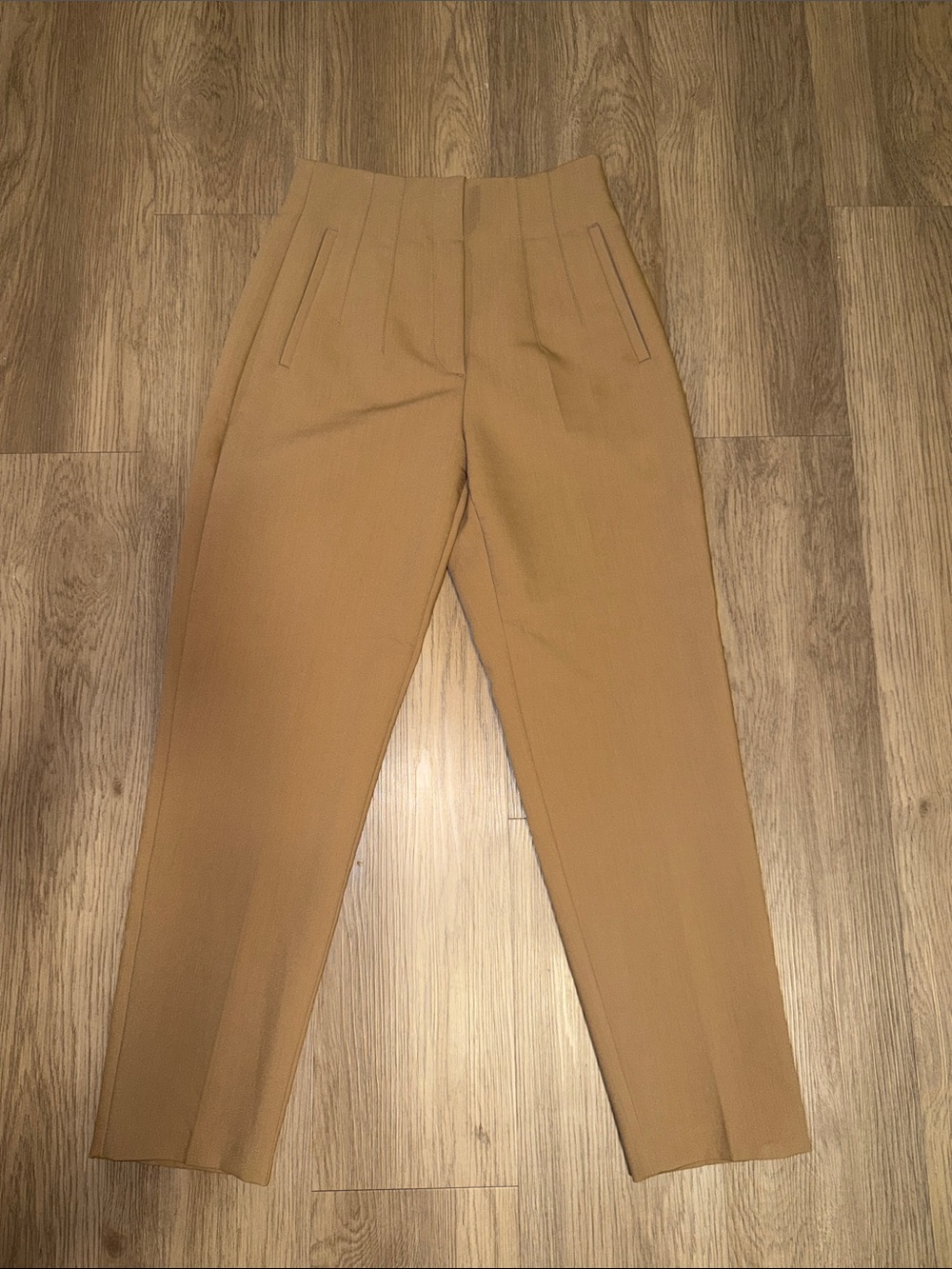 Zara // Tan high waisted slim fit ankle length pants